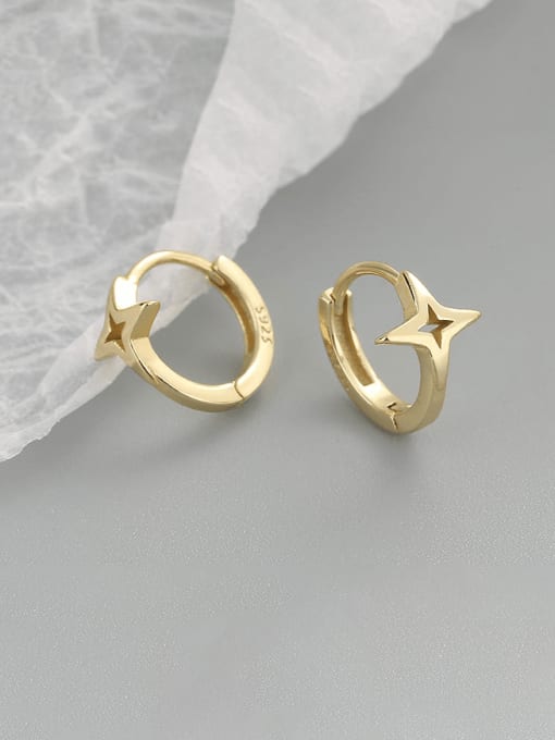 Gold color 925 Sterling Silver Pentagram Minimalist Huggie Earring