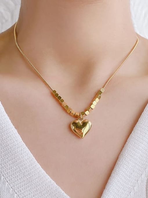 Love Gold Necklace Titanium Steel Heart Minimalist Necklace