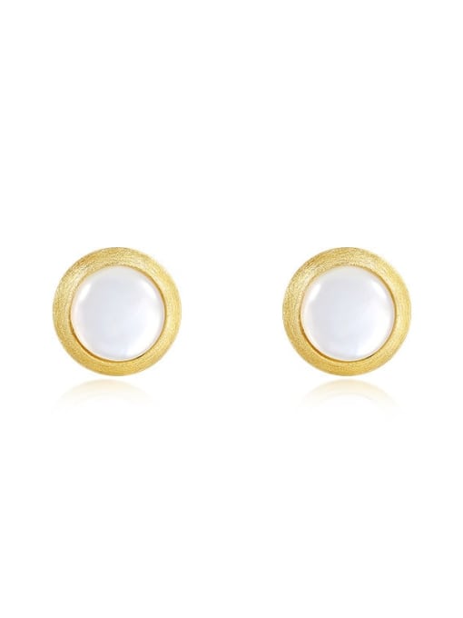 E3375 gold 925 Sterling Silver Shell Geometric Minimalist Stud Earring