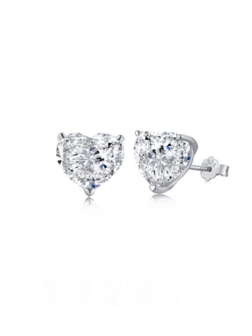 STL-Silver Jewelry 925 Sterling Silver Cubic Zirconia Heart Minimalist Stud Earring 3