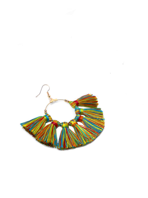 Color e68792 Copper Cotton Rope  Tassel Bohemia Hand-Woven Drop Earring