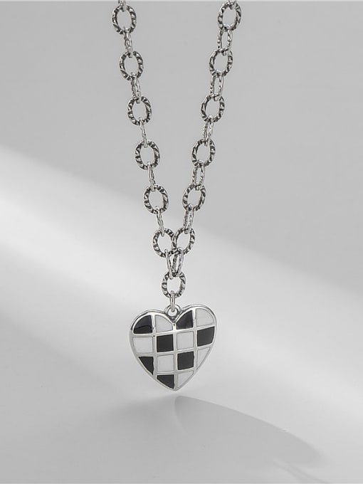 ARTTI 925 Sterling Silver Enamel Vintage Heart Pendant Necklace 2