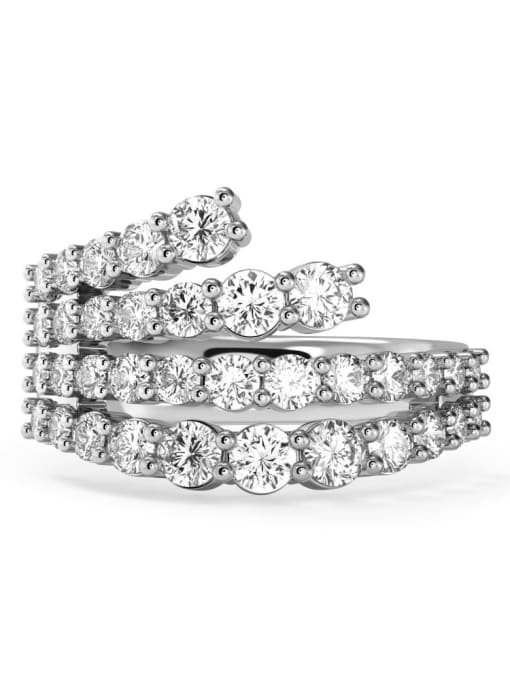 Platinum DY120942 S W WH 925 Sterling Silver Cubic Zirconia Geometric Luxury Stackable Ring