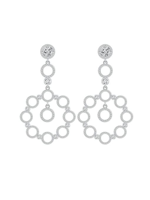 A&T Jewelry 925 Sterling Silver Cubic Zirconia Geometric Statement Cluster Earring 2