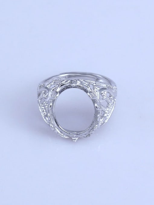 Supply 925 Sterling Silver 18K White Gold Plated Geometric Ring Setting Stone size: 8*10 10*14 10*15 12*15 13*18MM 0