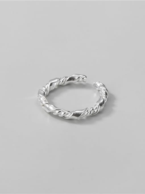 silver 925 Sterling Silver Twist Round Minimalist Band Ring