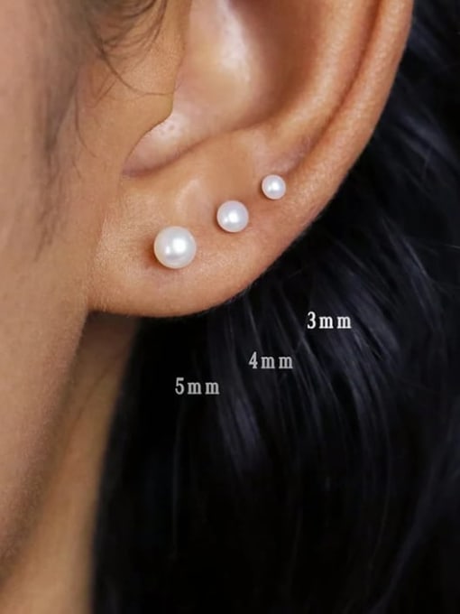 YUANFAN 925 Sterling Silver Imitation Pearl Ball Minimalist Stud Earring 1