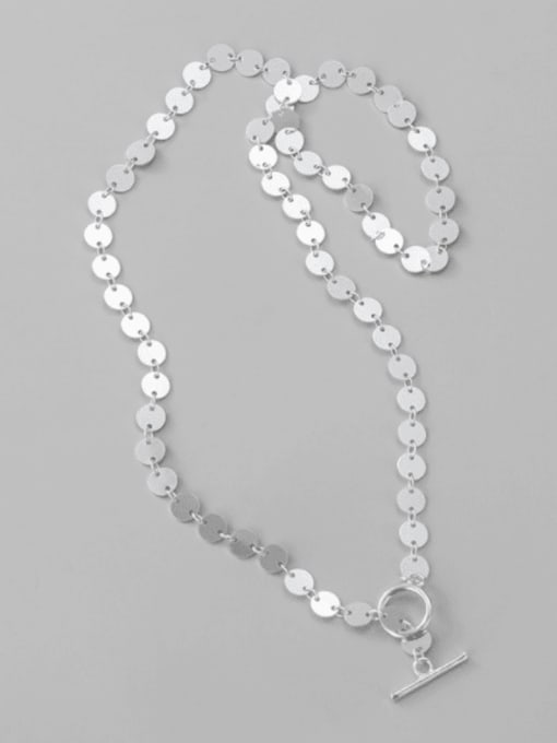 Wafer Necklace 925 Sterling Silver Smooth Round Minimalist Necklace