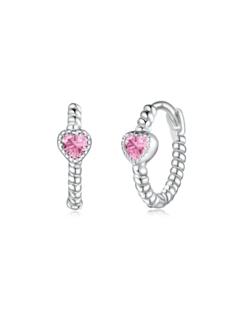 STL-Silver Jewelry 925 Sterling Silver Cubic Zirconia Heart Minimalist Huggie Earring