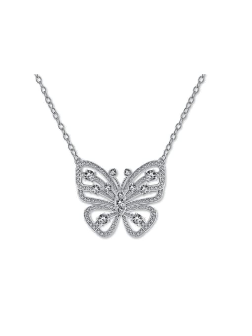 A&T Jewelry 925 Sterling Silver Cubic Zirconia Butterfly Luxury Necklace 0