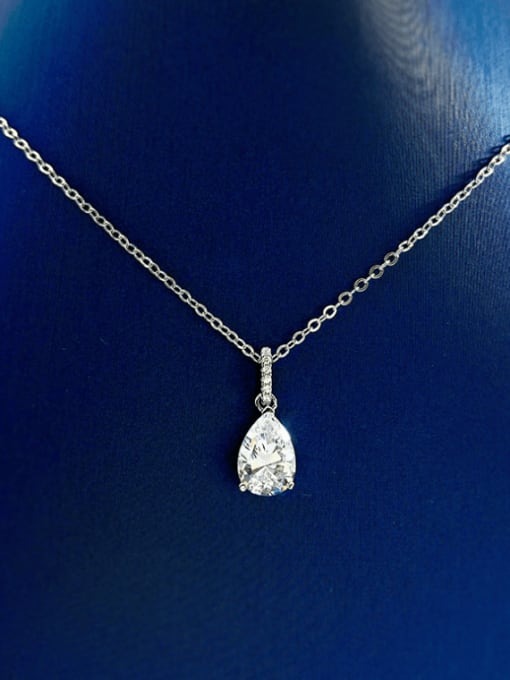 white 925 Sterling Silver Cubic Zirconia Water Drop Dainty Necklace