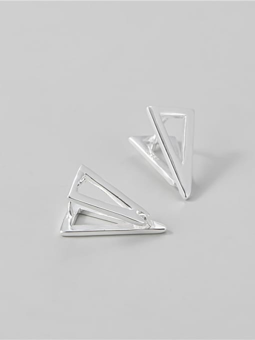 Triangular ear buckle 925 Sterling Silver Hollow Triangle Minimalist Stud Earring