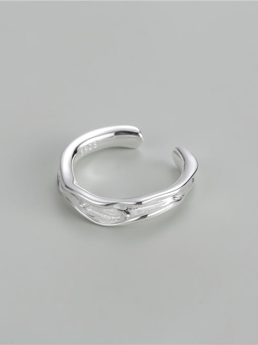 Narrow pleated ring 925 Sterling Silver Irregular Vintage Band Ring