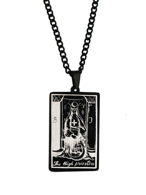 black The High Priestess's Tarot hip hop stainless steel titanium steel necklace