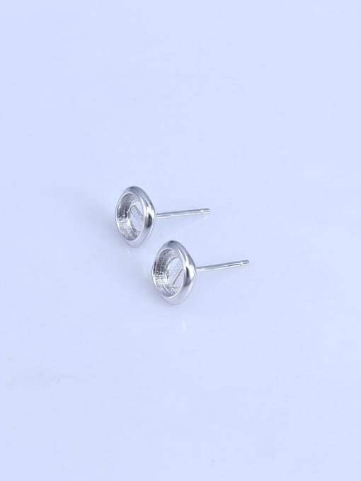 Supply 925 Sterling Silver 18K White Gold Plated Round Earring Setting Stone size: 6*6mm 2