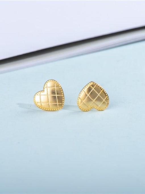 Gold 925 Sterling Silver Heart Minimalist Earring