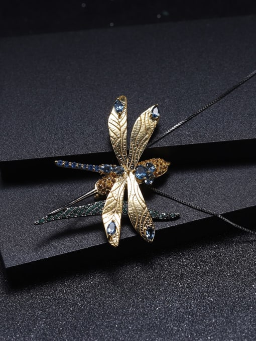 ZXI-SILVER JEWELRY 925 Sterling Silver Swiss Blue Topaz Dragonfly Luxury Necklace 1