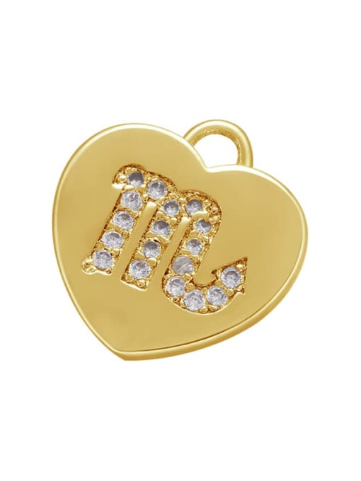 Golden Scorpio Micro-set heart-shaped pie zodiac inlaid jewelry accessories