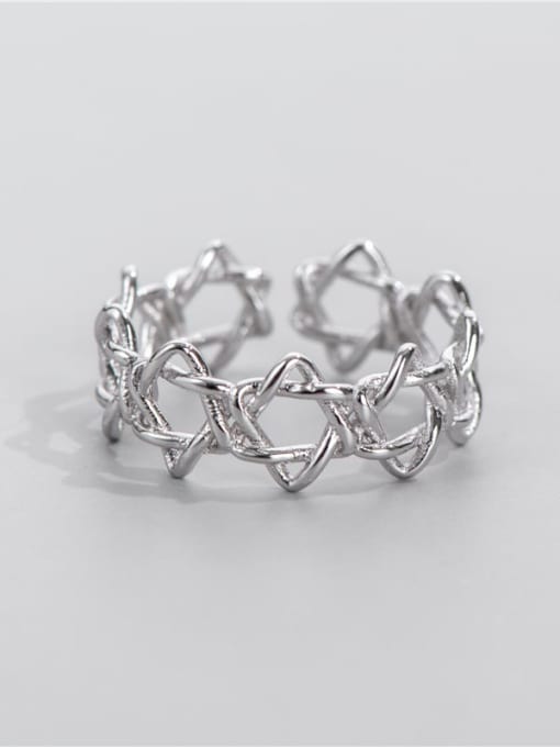 Six pointed star ring 925 Sterling Silver Geometric Vintage Band Ring