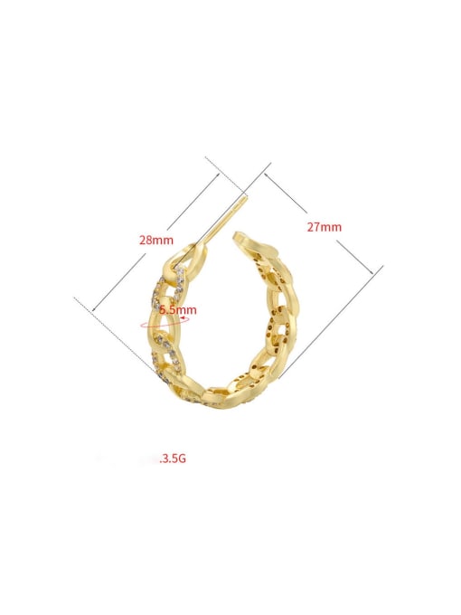 KOKO Brass Cubic Zirconia Geometric Trend Hoop Earring 1