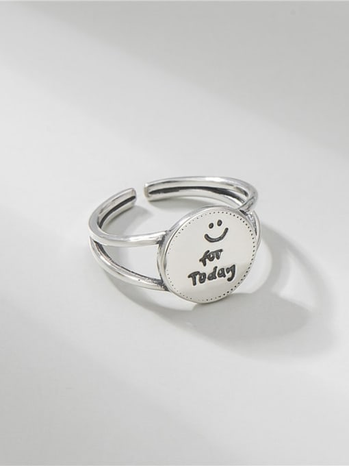 ARTTI 925 Sterling Silver Smiley Letter Vintage Band Ring