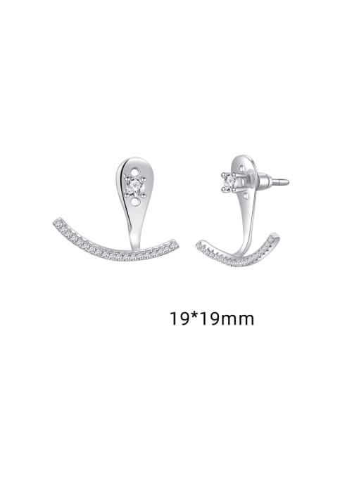 A&T Jewelry 925 Sterling Silver Cubic Zirconia Irregular Minimalist Stud Earring 3