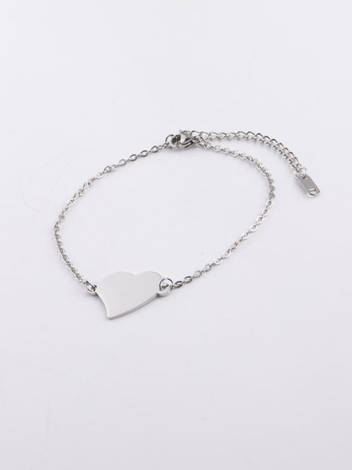 Steel color Stainless steel Heart Minimalist Link Bracelet