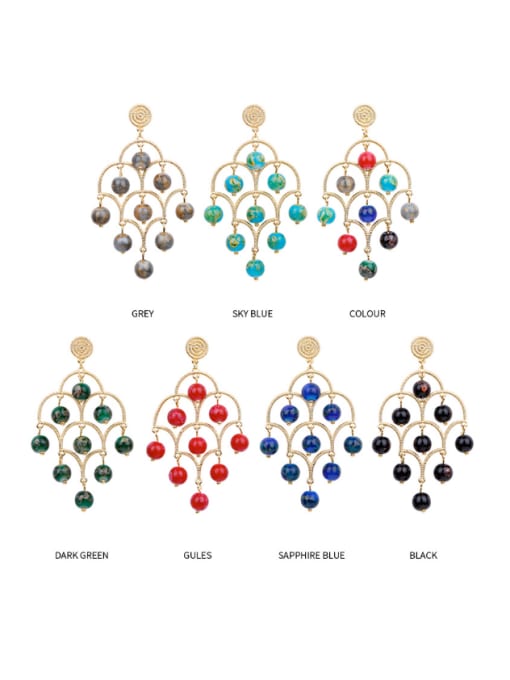 JMI Alloy Bead Multi Color Geometric Ethnic Pure handmade Weave Earring 0