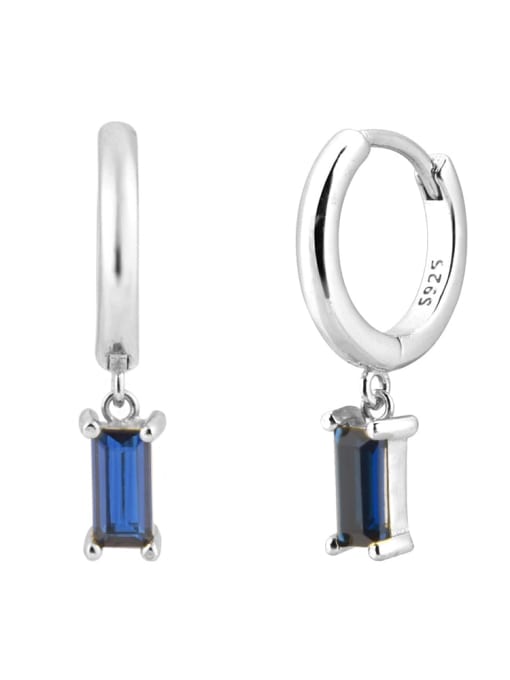 Platinum blue 925 Sterling Silver Geometric Hoop Earring