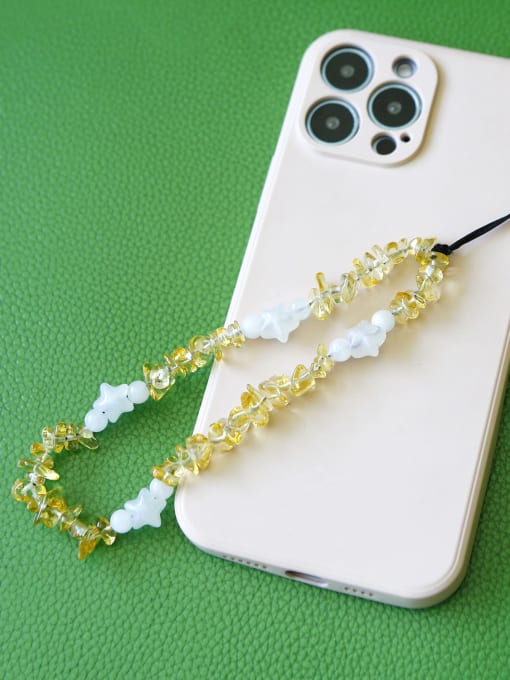 JMI Beaded Pearl Natural Crushed Citrine Crystal Phone Lanyard  Mobile Accessories 1