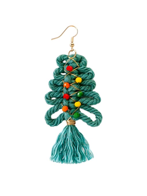 E68849 Alloy Cotton Rope Tree Tassel Christmas Bossian Style Hand-Woven Drop Earring