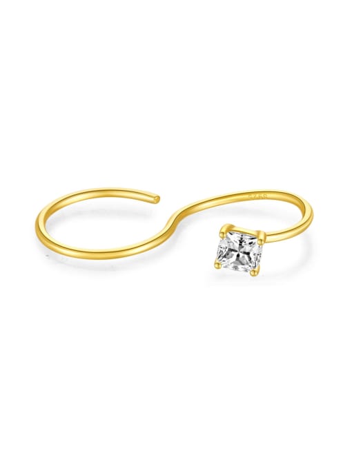 18K gold 925 Sterling Silver Cubic Zirconia Geometric Dainty Band Ring