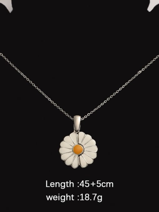 Steel color 25mm Stainless steel Enamel Flower Minimalist Necklace
