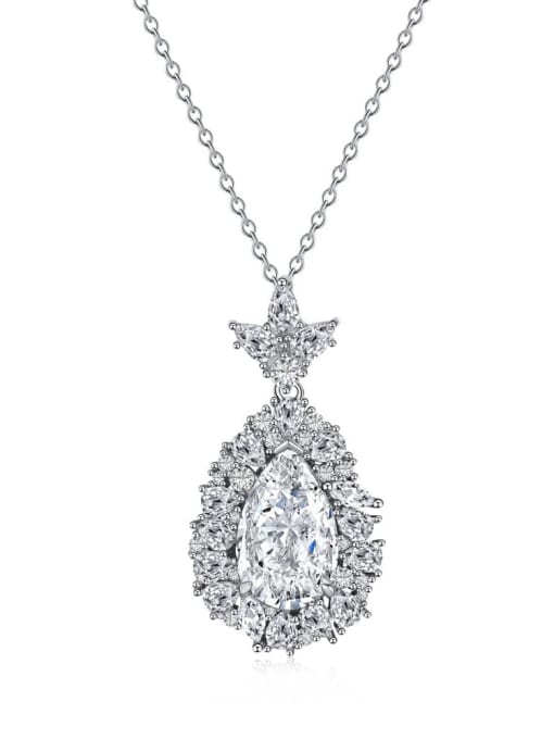 STL-Silver Jewelry 925 Sterling Silver Cubic Zirconia Water Drop Luxury Necklace 0