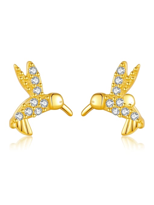 18k gold 925 Sterling Silver Cubic Zirconia Rabbit Dainty Stud Earring