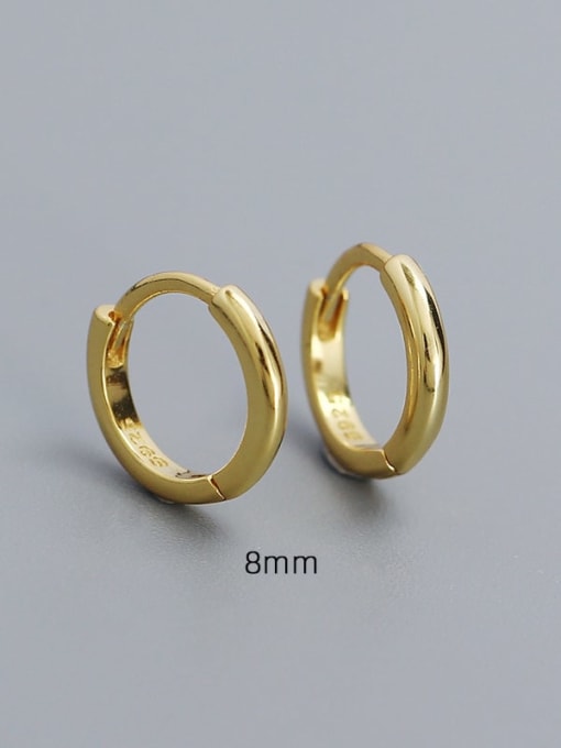 8mm Gold 925 Sterling Silver Geometric Minimalist Huggie Earring