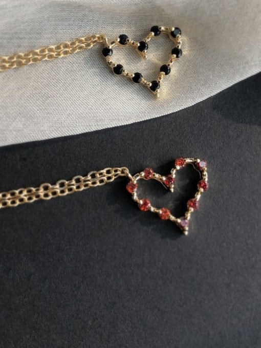ZEMI 925 Sterling Silver Rainbow Stone Gold Heart Dainty Necklace 2