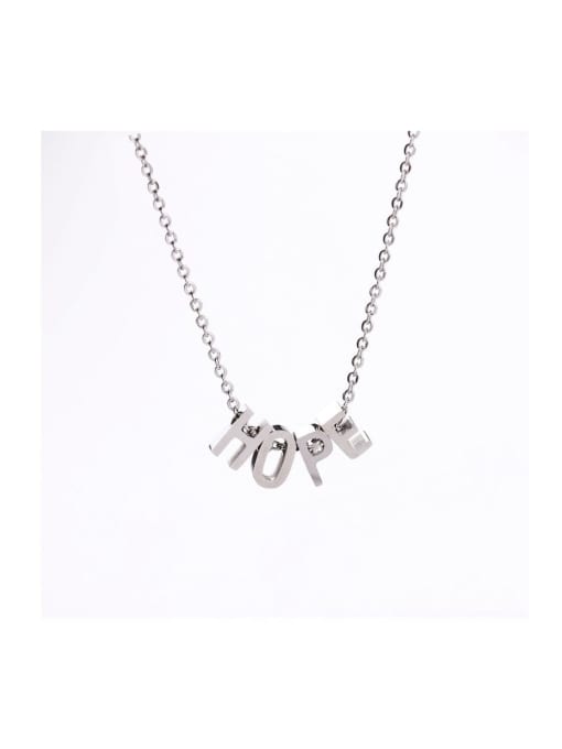 Steel color Stainless steel Letter Minimalist Necklace