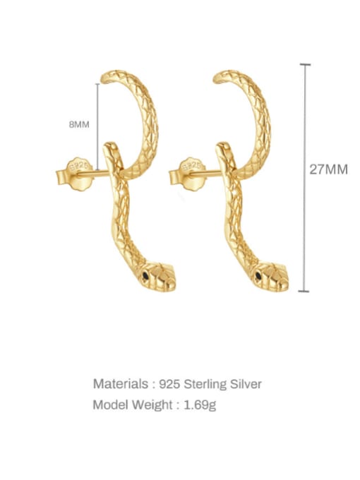 YUANFAN 925 Sterling Silver Snake Vintage Stud Earring 3
