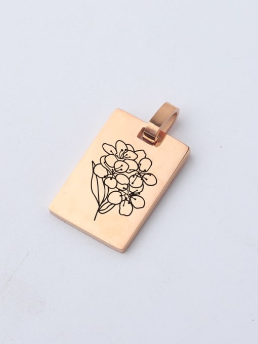 2215 rose gold 214 Rectangle Stainless steel Flower Minimalist Pendant