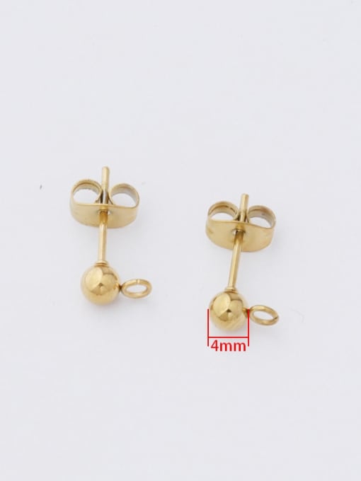 4mm gold Stainless steel Round with pendant earrings Accessories