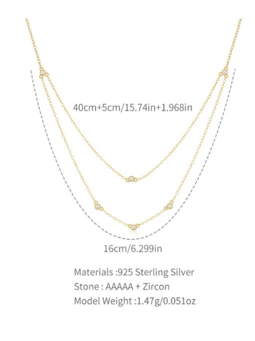 YUANFAN 925 Sterling Silver Cubic Zirconia Geometric Minimalist Multi Strand Necklace 2