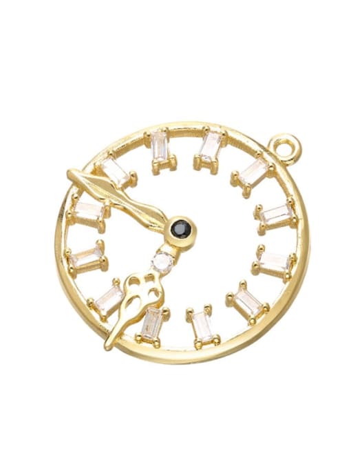 golden Brass Microset Zircon Clock Pendant