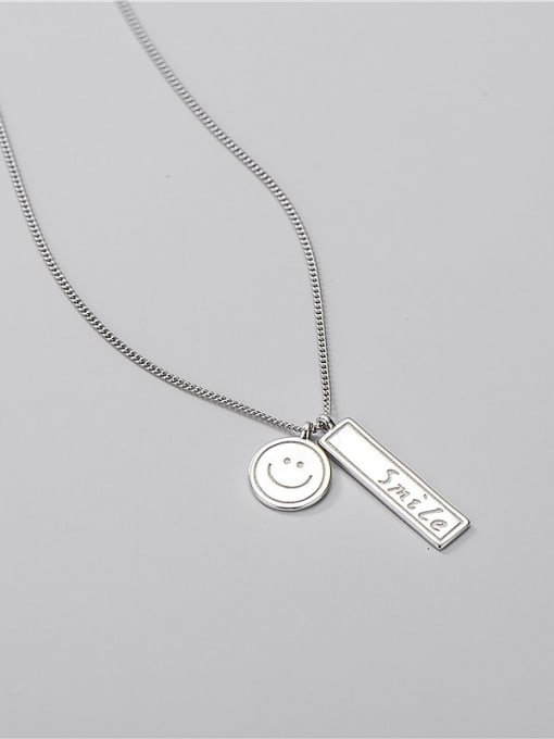 Smile lettering Necklace 925 Sterling Silver Round Minimalist Necklace