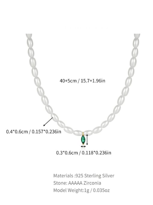 YUANFAN 925 Sterling Silver Freshwater Pearl Geometric Trend Beaded Necklace 3