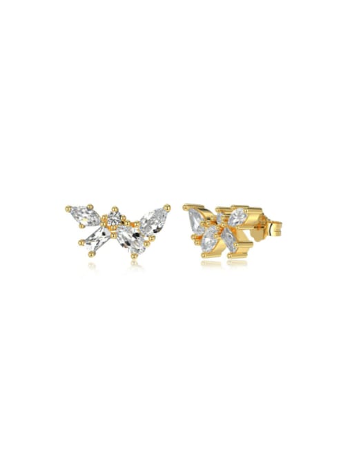 DY1D0352 S G WH 925 Sterling Silver Cubic Zirconia Bowknot Dainty Stud Earring