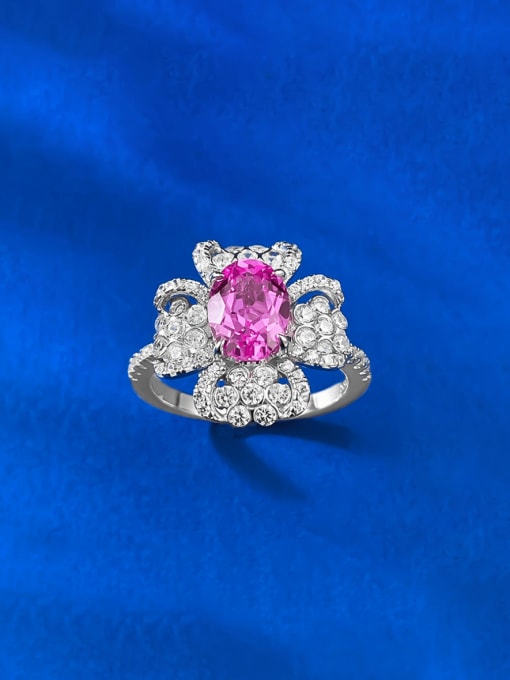 M&J 925 Sterling Silver Cubic Zirconia Flower Luxury Cocktail Ring 1