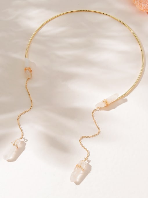 A3346 Alloy Natural Stone Tassel Minimalist Choker Necklace