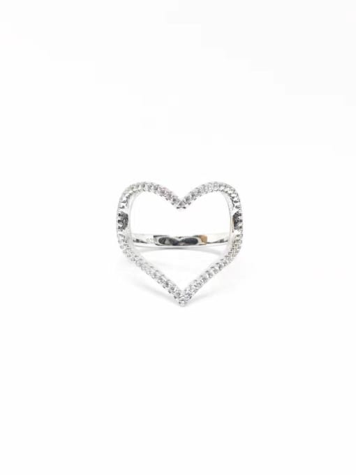 LM Brass Cubic Zirconia White Heart Ring 0