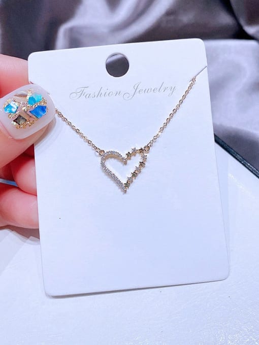 Ming Brass Cubic Zirconia Heart Minimalist Necklace 3